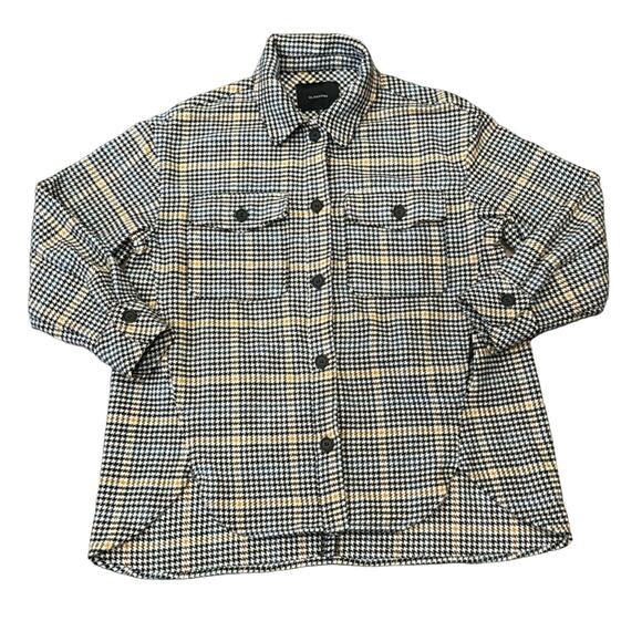 Glassons Women's Houndstooth Shirt Jacket Black Yellow Blue Size M - Picture 1 of 7